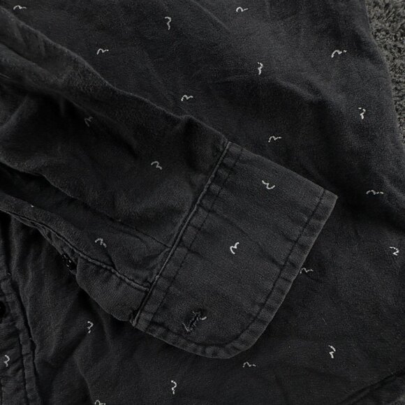 EVISU Genes Dark Gray Medium Long Sleeve Button Up Shirt AOP Logo Print Cotton - Picture 8 of 14